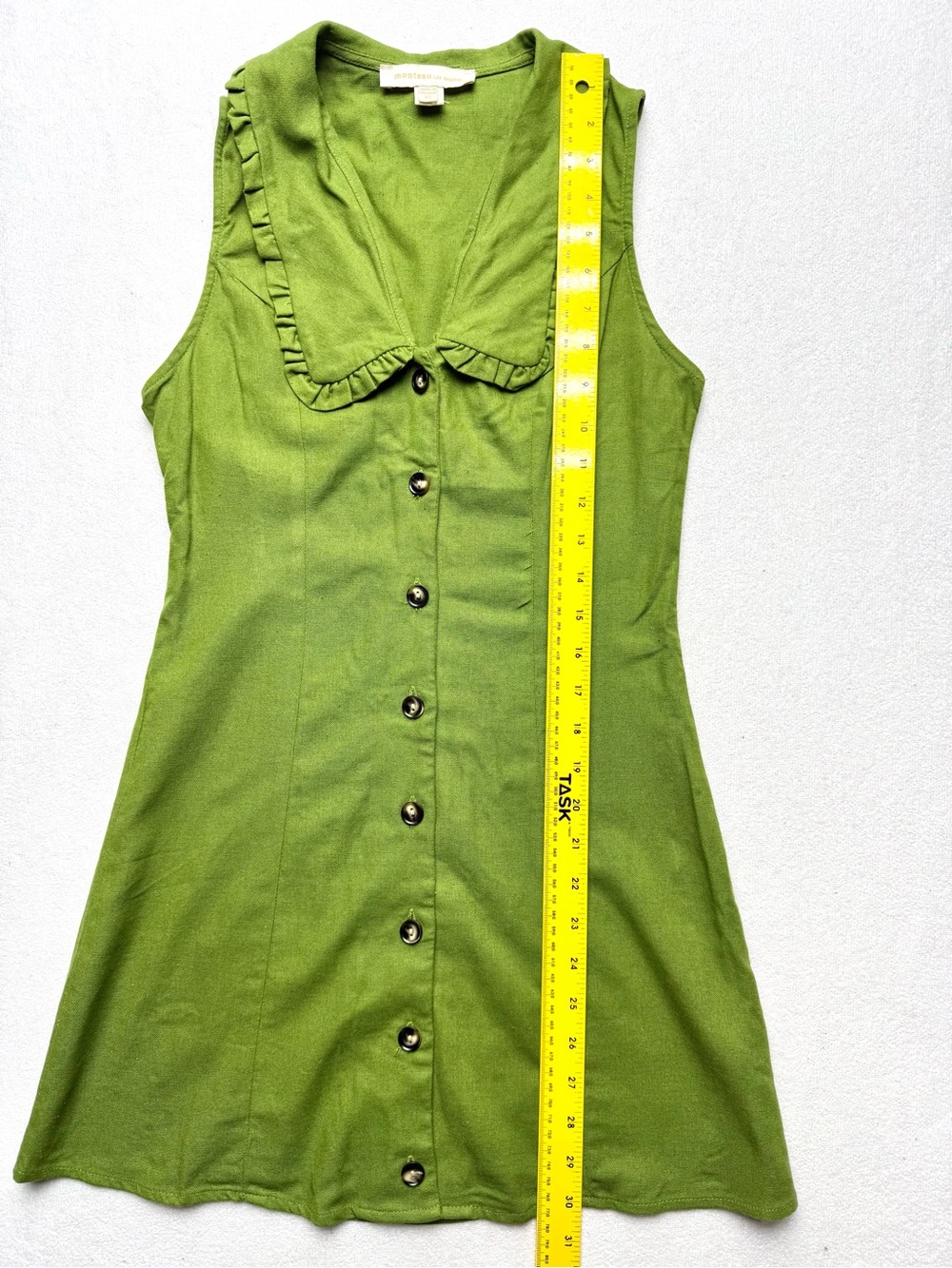 Monteau Green Ruffle-Collar Button-Front Mini Dress - Picture 6 of 8